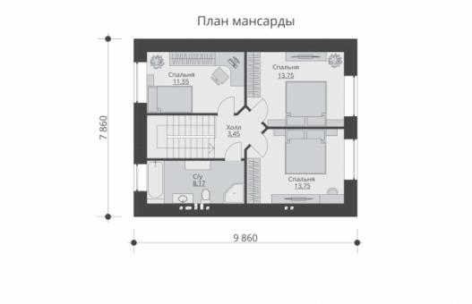 Проект небольшого одноэтажного дома с мансардой